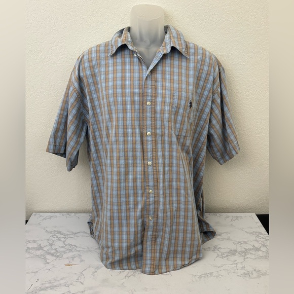 U.S. Polo Assn. Other - US Polo Assn Men's Button Shirt Blue Plaid Short Sleeve Size XL Collared​